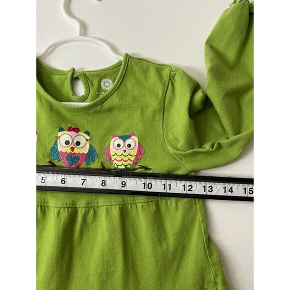 J Khaki Kids Dress | Girls 5 | Green Long Sleeve Owl Print Tiered Cotton - Picture 11 of 15